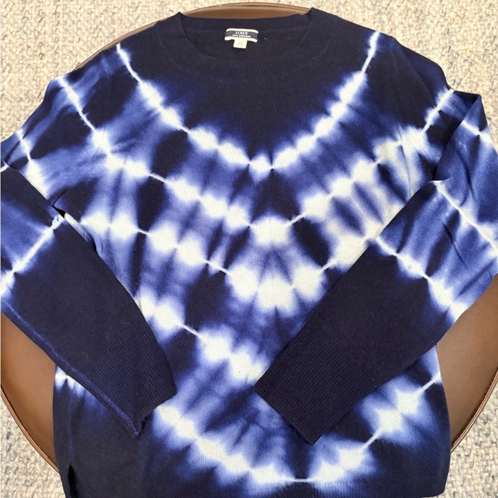 Women's Cashmere Navy/Blue Tie-Dye Sweater